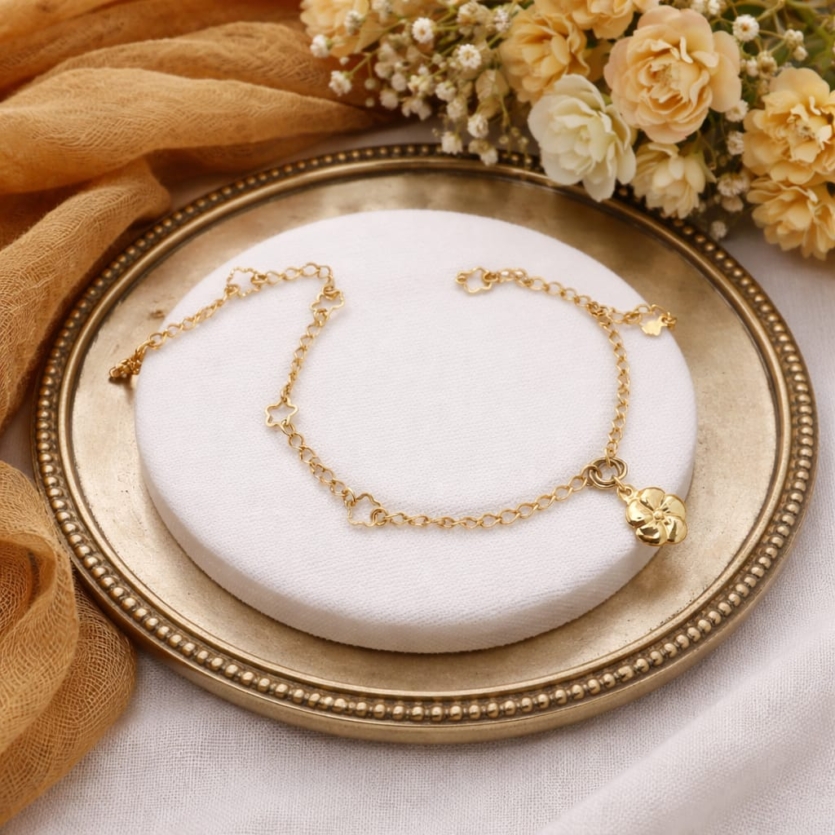 Pulseira Pingente Flor e Estrelas